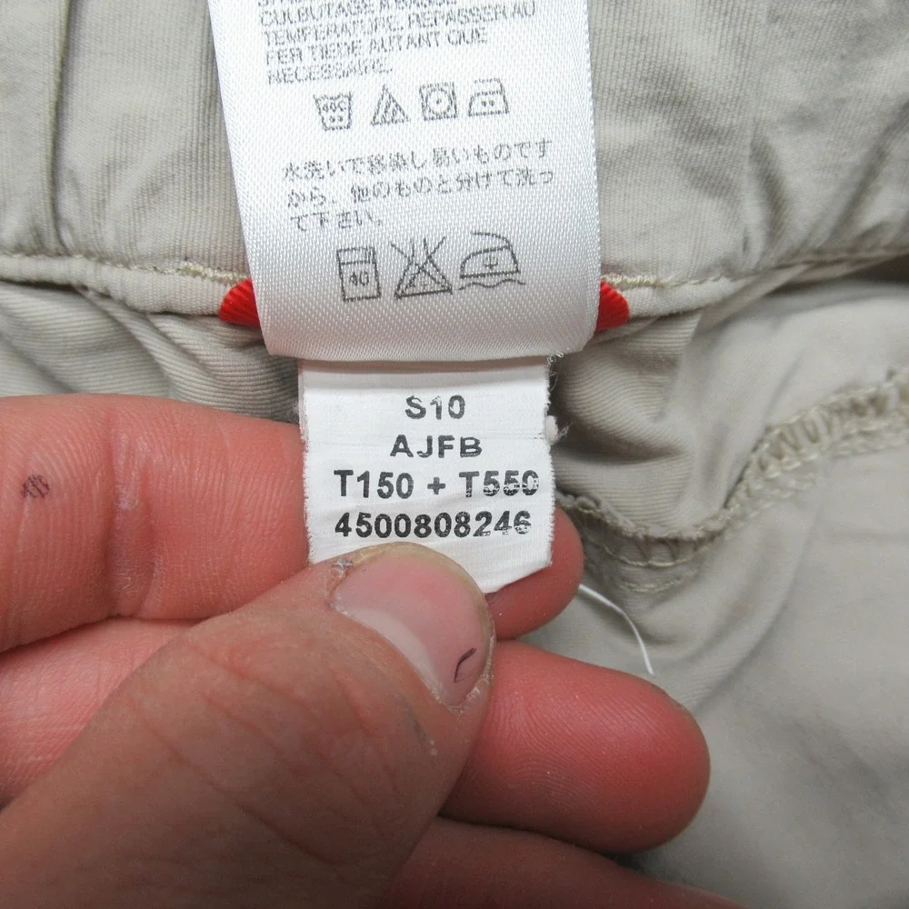 North Face Pants Men XL White Cargo Convertible Belted Rain Wind Pack Hike 37x30